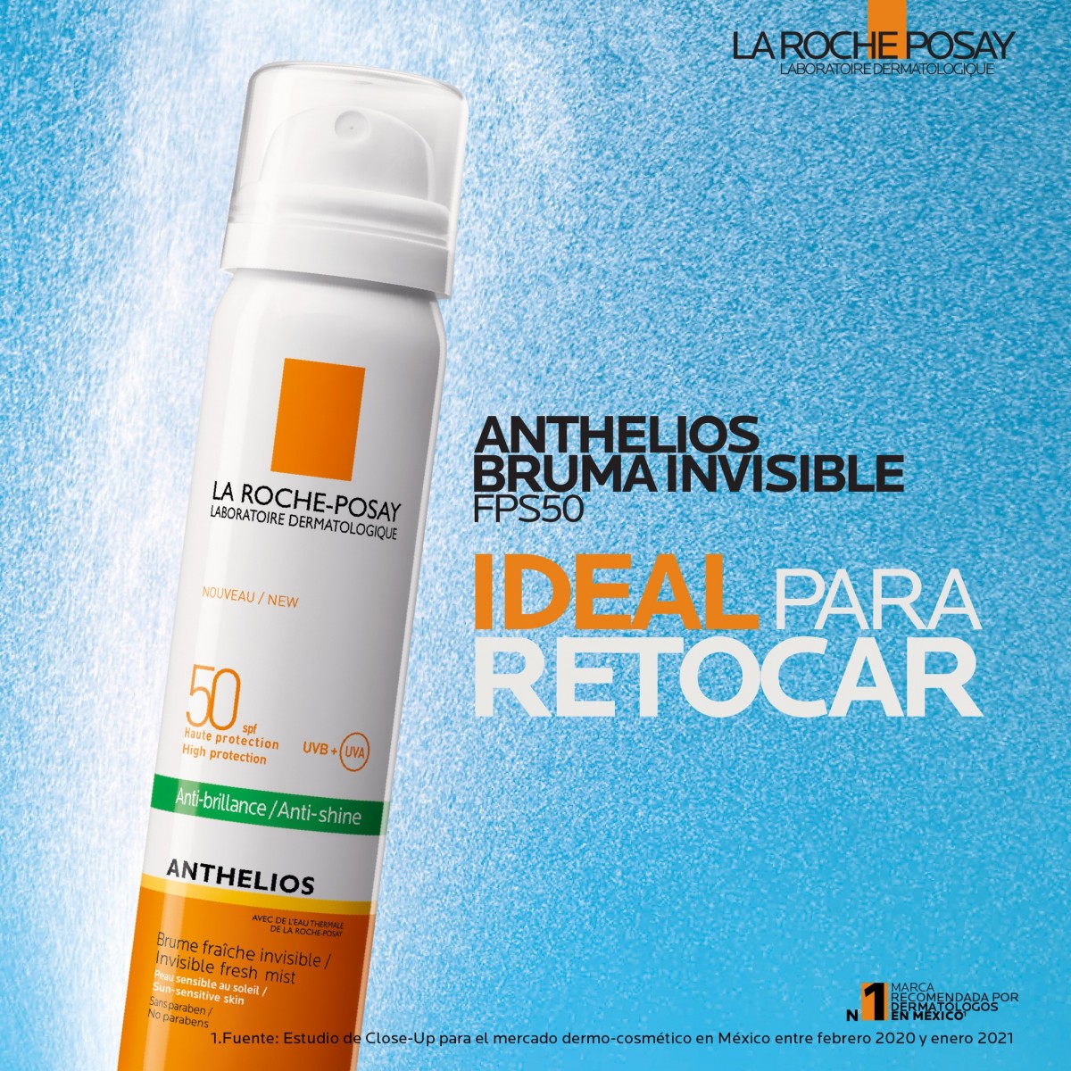 ANTHELIOS BRUMA INVISIBLE ANTI-BRILLOS SPF50 ROSTRO